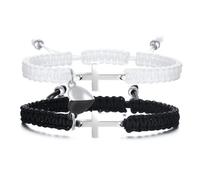 KIFEDSLJ 2Pcs Love Infinity Couples Bracelet Handmade Braided Rope Heart Matching Attraction Cross Strand Bracelets for Women Friendship Jewelry, elastic, no gem