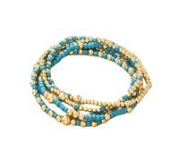 KIFEDSLJ Bohemia Multilayer Beaded Stackable Bracelets Set Surfer Heishi Colorful Beads Gold Beaded Stretch Bracelets for Women Vaction Jewelry, elastic, beaded, no gem