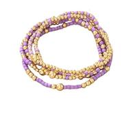 KIFEDSLJ Bohemia Multilayer Beaded Stackable Bracelets Set Surfer Heishi Colorful Beads Gold Beaded Stretch Bracelets for Women Vaction Jewelry, elastic, beaded, no gem