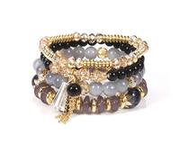 KIFEDSLJ Bohemia Multilayer Stackable Beaded Bracelets Colorful Crystal Stone Beads Stretch Bracelets for Women Summer Beach Boho Vacation Jewelry, elastic, Crystal, no gem