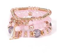 KIFEDSLJ Bohemia Multilayer Stackable Beaded Bracelets Colorful Crystal Stone Beads Stretch Bracelets for Women Summer Beach Boho Vacation Jewelry, elastic, Crystal, no gem