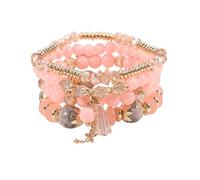 KIFEDSLJ Bohemia Multilayer Stackable Beaded Bracelets Colorful Crystal Stone Beads Stretch Bracelets for Women Summer Beach Boho Vacation Jewelry, elastic, Crystal, no gem