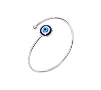 KIFEDSLJ Evil Eye Bracelet Adjustable High Polished Blue Evil Eye Cuff Bangle Bracelet Lucky Kabbalah Protection Bracelet for Women Girls Men Amulet Friendship Jewelry, Metal, metal
