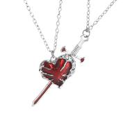 KIFEDSLJ Gothic Bloody Heart Sword Pendant Necklace for Couples Matching Sword Through Heart Necklace Set, Metal, no gems