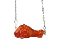 KIFEDSLJ Simulation Chicken Wing Necklace Imitation Food Chip Fried Chicken Nuggets Pendant Necklace for Women, Resin, no gems