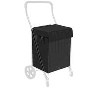 Kiffler Handy Laundry Shopping Cart Liner, 14.7" X 13.2" X 20" Square Bottom, Fits Grocery Cart, Cover and Adjustable Straps, Waterproof Oxford Cloth (Black)