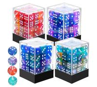 Kifmurase 144 Pcs 12MM 6 Sided Mini Dice Set, Pearl Pattern Game Tiny Dices Mable Two Colors D6 Game Standard Dices with Portable Plastic Box for Yahtzee and Teaching Math Learning (Vibrant Colors)