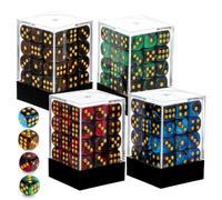 Kifmurase 144 Pcs 12MM 6 Sided Mini Dice Set, Pearl Pattern Game Tiny Dices Mable Two Colors D6 Game Standard Dices with Portable Plastic Box for Yahtzee and Teaching Math Learning (4 Color)