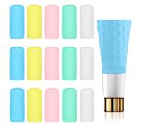 Kifmurase 15 Pcs Travel Essentials Silicone Bottle Covers, Leak-Proof Stretchable Sleeves Leak Locks Journey Accessories, Traveling Essentials Silicone Bottle Covers for Travel Toiletries Bottles