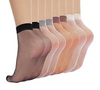 Kifmurase 20 Pairs Women's Ankle High Sheer Socks for Women Soft & Thin Nylon Socks Nude Ankle Stocking with Reinforced Toe