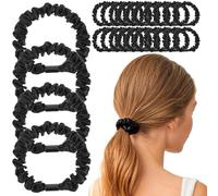 Kifmurase 20 Pcs Black Satin Hair Scrunchies, Small Cute Silk Ponytail Holder No Damage High Elasticity, Soft Satin No Slip Sleepy Thin Skinny Hairtie Sleep Scrunchie for Women Girls