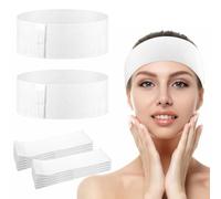 Kifmurase 20 Pieces Disposable Spa Facial Headbands, Elastic Spa Headband with Adjustable Magic Tape, Non-Woven Soft Skincare Hair Band with Convenient Closure for Women(White)