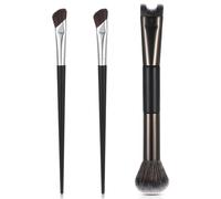 Kifmurase 3Pcs Nose Contour Brushes Kit, 2-In-1 U-Shaped Brush & Fluffy Brush for Sculpting and Defining Nose Contour, Precision Dual Ended Makeup Brushes for Shaping Cheek Bones Noses Face Contouring