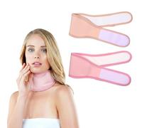 Kifmurase Castor Oil Neck Wrap, 2Pcs Organic Castor Oil Pack Wrap for Thyroid, Reusable Castor Neck Patches with Less Mess and Stress for Anti-Oil Leak Comfort Fit (Khaki, Pink)