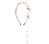 Kifmurase Gold Metal Flower Headband for Women Girls, Gold Leaf Boho Hair Vine Floral Pearl Tassel Headbands Wedding Fairy Headpiece Bridal Crown Hairband