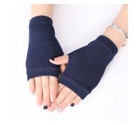 KIFSDLF 1 Pairs Half Finger Gloves Thumb Holes Hand Wrist Arm Warmer Solid Color Stretch Mittens Unisex Warm Fingerless Knitted(Blue)