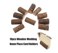 KIFSDLF 10pcs Wooden Name Place Card Holder Stand Table Menu Wood Photos Natural Folder Rustic Clips Party Wedding Desktop Decor