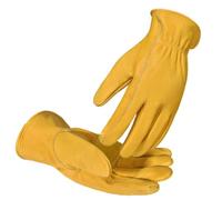 KIFSDLF 1pair Flex Grip Leather Work Gloves Stretchable Wrist Tough Cowhide Working Glove For Welding(XL)