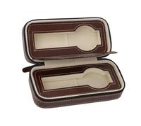 KIFSDLF 6/10/12 Girds Portable Watch Storage Boxes Organizer with Zipper Multifunctional Watch Display Box(Brown 2 grids)