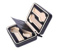 KIFSDLF 6/10/12 Girds Portable Watch Storage Boxes Organizer with Zipper Multifunctional Watch Display Box(Black 4 grids)