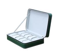 KIFSDLF 6/10/12 Girds Portable Watch Storage Boxes Organizer with Zipper Multifunctional Watch Display Box(Green 10 grids)