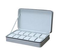 KIFSDLF 6/10/12 Girds Portable Watch Storage Boxes Organizer with Zipper Multifunctional Watch Display Box(Grey 12 grids)