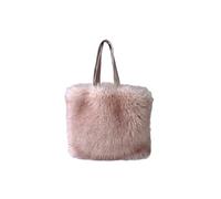 KIFSDLF Artificial Wool Women's Tote Shoulder Bag Winter Faux Fur Ladies Large Shopping Bags Soft Plush Female Furry Travel Handbags(Pink)