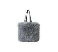 KIFSDLF Artificial Wool Women's Tote Shoulder Bag Winter Faux Fur Ladies Large Shopping Bags Soft Plush Female Furry Travel Handbags(GREY)