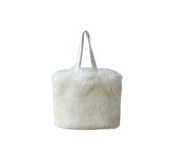 KIFSDLF Artificial Wool Women's Tote Shoulder Bag Winter Faux Fur Ladies Large Shopping Bags Soft Plush Female Furry Travel Handbags(Beige)