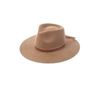 KIFSDLF Autumn Winter Elegant Wool Fedora Hat Crown Top Jazz Felt with Velvet Ribbon Bowknot for Beach Party Outdoor(Khaki,M 57cm)