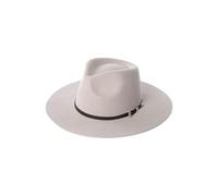 KIFSDLF Autumn Winter Unisex Wool Fedora Hat with Crown with Black Leather Band Vintage Jazz Stylish Wide Brim Felt for Beach Party Outdoor(Gray,L 59cm)