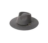 KIFSDLF Autumn Winter Unisex Wool Fedora Hat with Crown with Black Leather Band Vintage Jazz Stylish Wide Brim Felt for Beach Party Outdoor(Grey,M 57cm)
