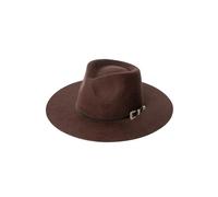 KIFSDLF Autumn Winter Unisex Wool Fedora Hat with Crown with Black Leather Band Vintage Jazz Stylish Wide Brim Felt for Beach Party Outdoor(Dark Brown,L 59cm)