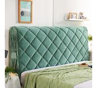 KIFSDLF Bedspreads for Bed Head Bedhead Board Plaid Fluffy Cover Headboards Mattress Pad Elastic Fitted Sheet(Green,W150 x H65cm)