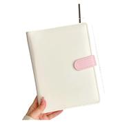 KIFSDLF Beiges Dark Green Blue A5 A6 6 Ring Binder PU Clip-on Notebook Leather Loose Leaf Kawaii Stationery Only Cover(White pink,A6)