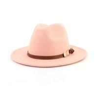 KIFSDLF Brown Belt Buckle Jazz Fedora Hat Autumn Winter Women Men Party Top Wide Brim Sun Felt Panama Cap for Beach Party Outdoor(Brown)