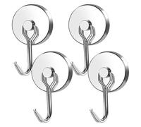 KIFSDLF Family Magnetic Hooks Heavy Duty, 110Lbs Strong Rare Earth Neodymium Magnets with for Hanging for Kitchen, Home, Workplace(Silver 4Pcs)
