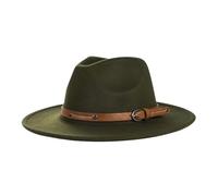 KIFSDLF Fedora Hat For Women Men Winter Autumn Hats Flat Brim Felt Outdoor Casual Fedoras for Beach Party Outdoor(Olive green)