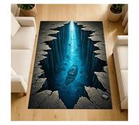 KIFSDLF Forgotten Ship Carpet Under 3D Earth Cracks Ancient and Broken Anti Slip Floor Mat Home Decoration for Bedroom Living Room(Color1,160x200cm63x79in)