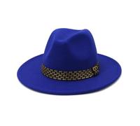 KIFSDLF Green White Black Pink Solid Color Fedora Hats for Women Men Elegant Autumn Winter Classic Party Felt Caps for Beach Party Outdoor(Royal Blue,59to60cm)
