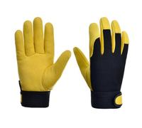 KIFSDLF Leather Work Gloves Safety Labour Protection Garden Sports Motorcycle Driver Workers Welding Wear-resistant For Welding(XXL-Yellow)