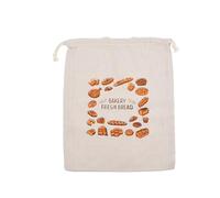 KIFSDLF Linen Bread Bag Reusable Portable French Baguette Toast-Pull Cotton Bunched-Mouth Creative Snack Storage(Bread Alphabets)