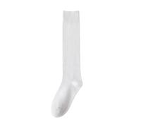KIFSDLF Men's Knee-high Cotton Socks Fashion Breathable Comfortable Casual Sock Solid Color Soft Male Sox Sweat-absorbing(White)