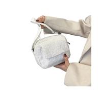 KIFSDLF Plush Fabric Women's Shoulder Crossbody Bag Small Fashion Lambs Wool Fluffy Fur Winter Female Designer Handbags(White)