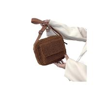 KIFSDLF Plush Fabric Women's Shoulder Crossbody Bag Small Fashion Lambs Wool Fluffy Fur Winter Female Designer Handbags(Coffee)