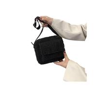 KIFSDLF Plush Fabric Women's Shoulder Crossbody Bag Small Fashion Lambs Wool Fluffy Fur Winter Female Designer Handbags(WhiteBlack)