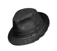 KIFSDLF Retro Leather Cowhide Gentleman Fedoras Hat for Men Travel Warm Autumn Winter Top for Beach Party Outdoor(Print 1,59 60cm)