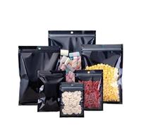 KIFSDLF StoBag 100pcs Black Food Packaging Bag Zipper Aluminum Foil Hang Hole Sealed Storage for Tea Nuts Snack Candy Resealable Pouch(18x26cm)
