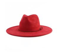 KIFSDLF Top Hat 9.5cm Wide Brim Fedora Men Women Autumn Winter Felt Jazz Hats Classic for Beach Party Outdoor(Wine red)