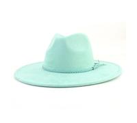 KIFSDLF Top Hat 9.5cm Wide Brim Fedora Men Women Autumn Winter Felt Jazz Hats Classic for Beach Party Outdoor(Turquoise)